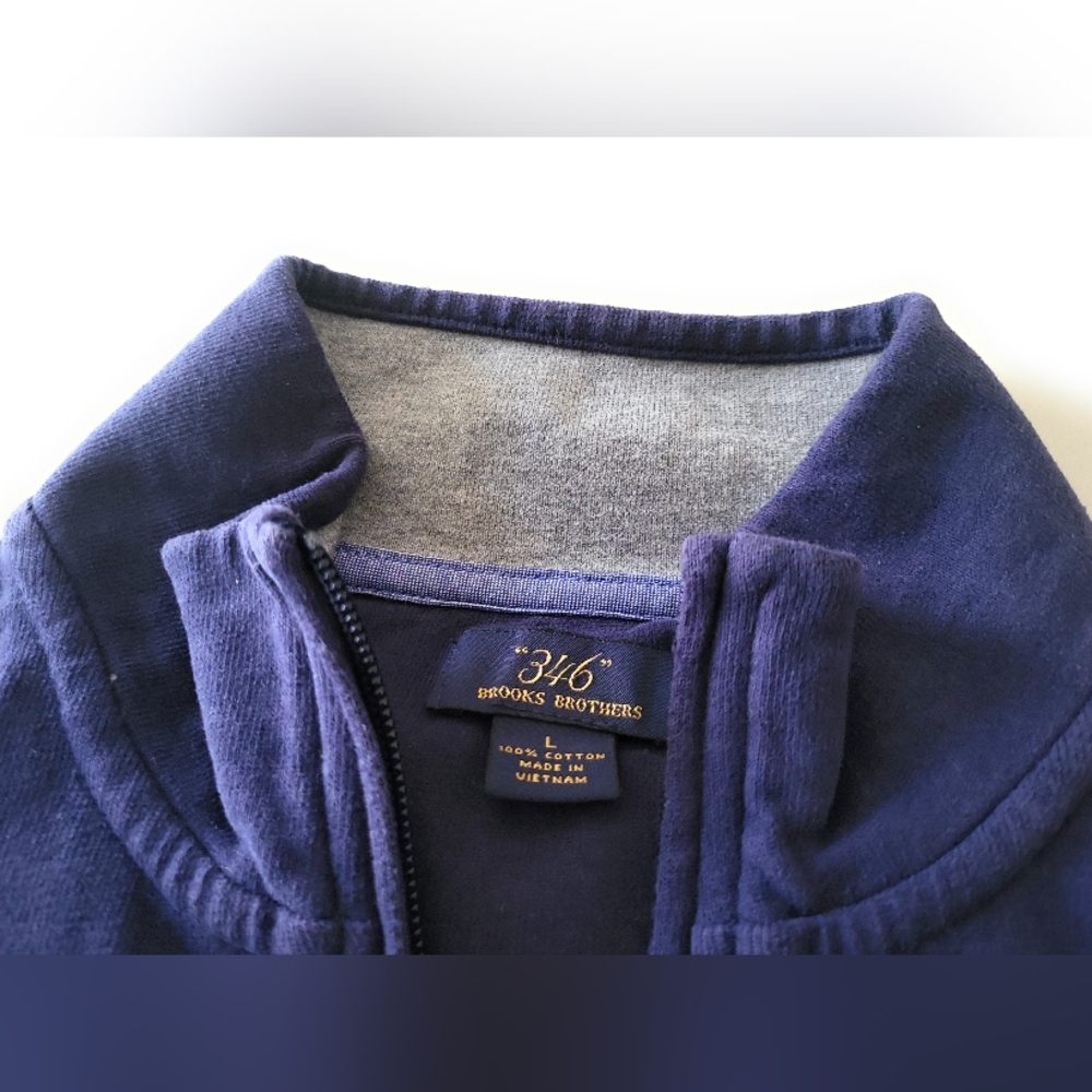 Brooks Brothers 346 Navy Blue Quarter Zip Men's Sweatshirt